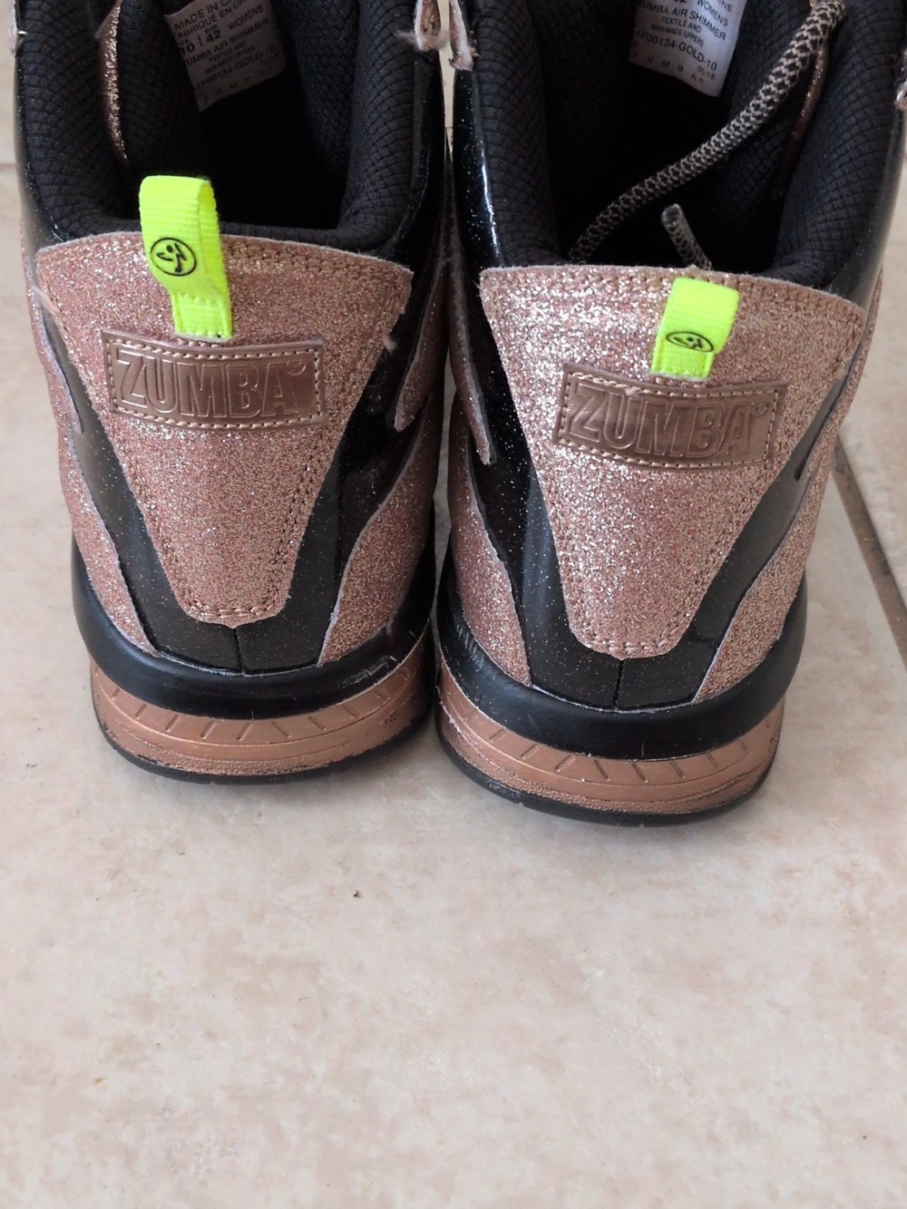 Zumba Air Shimmer Black & Rose Gold Sneakers Size 10 - Picture 5 of 8